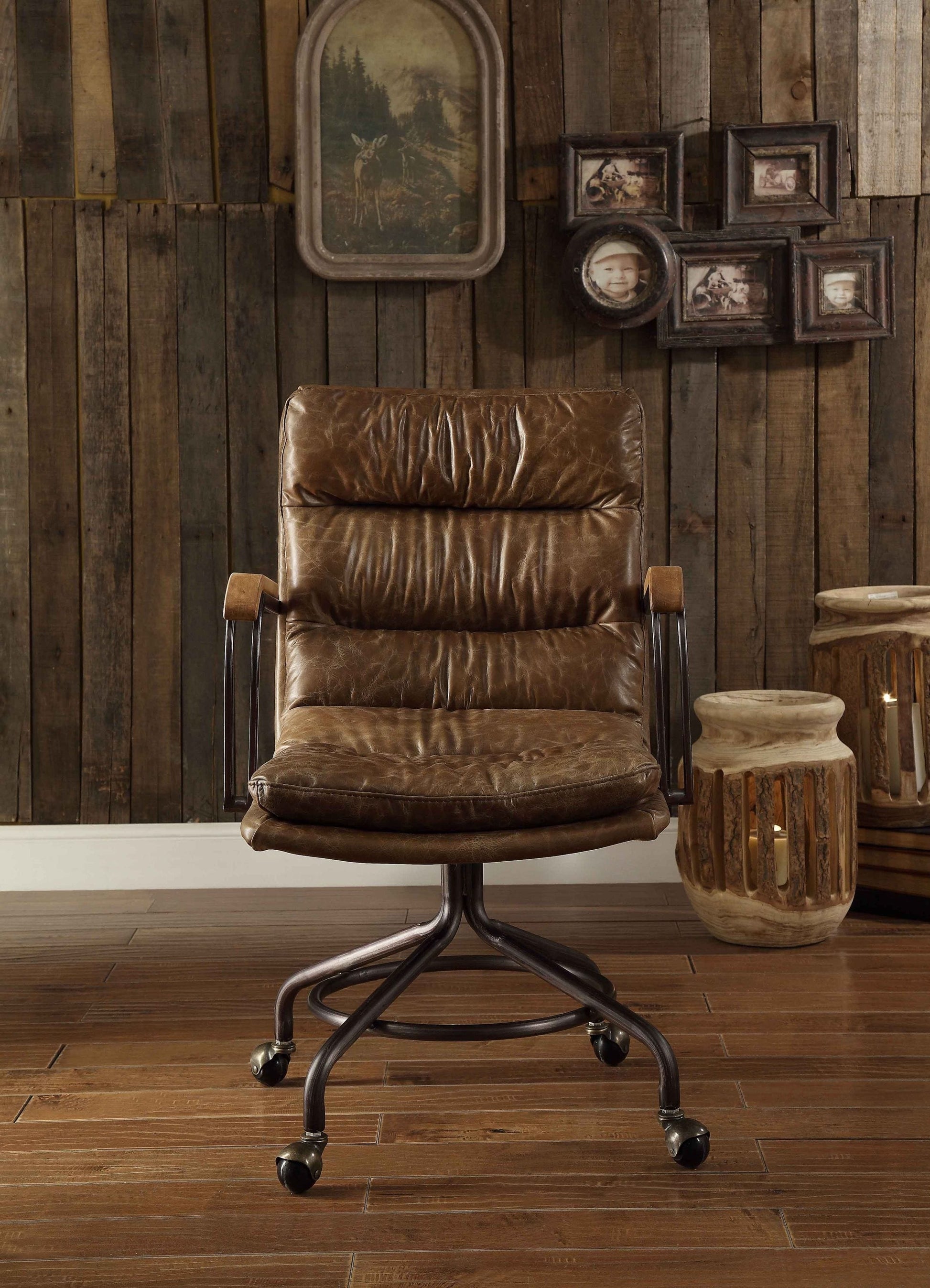1st Choice Furniture Direct Office Chair 1st Choice Harith Office Chair in Vintage Whiskey Top Grain Leather