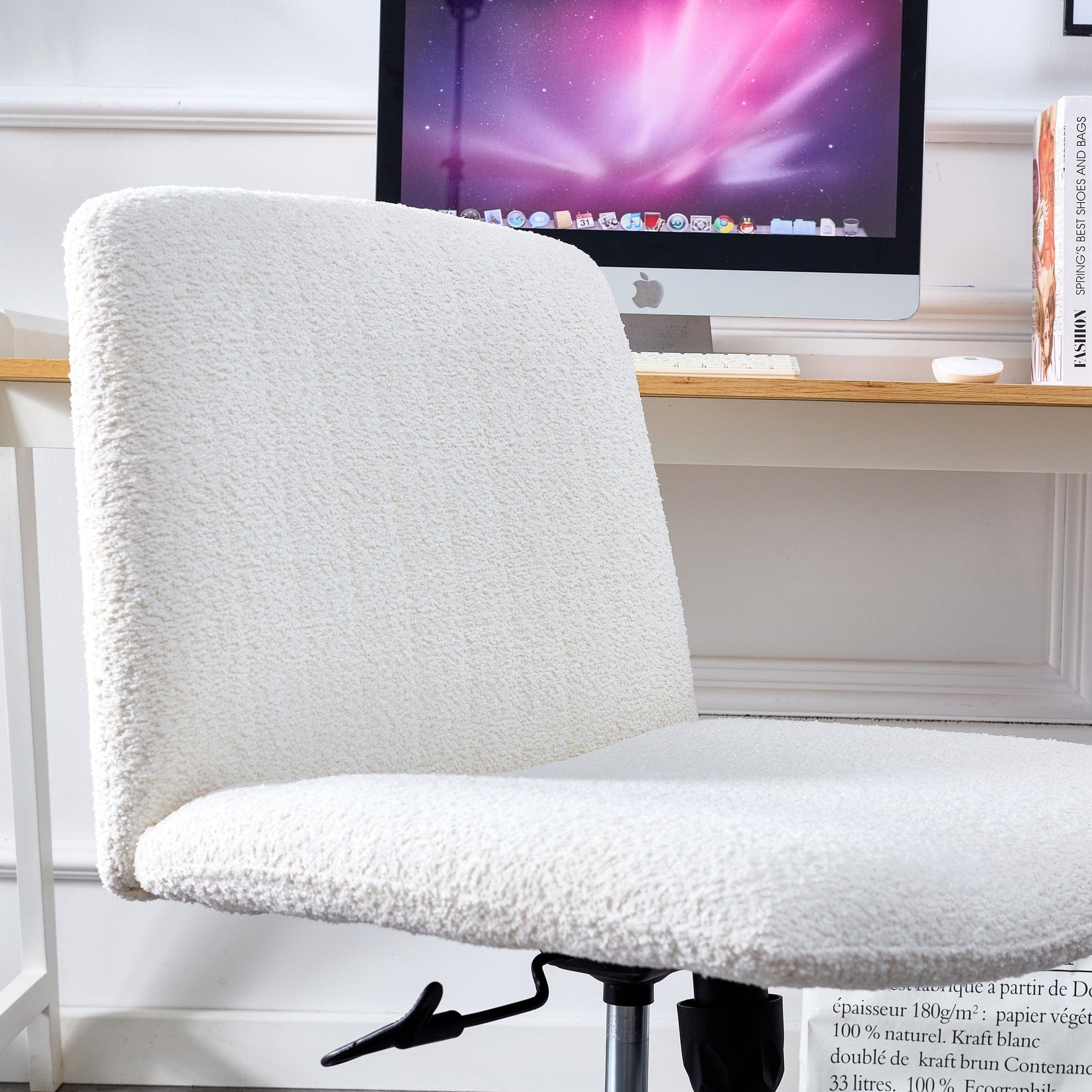 1st Choice Furniture Direct Office Chair 1st Choice Modern 360 °Swivel Velvet Office Chair in White Finish