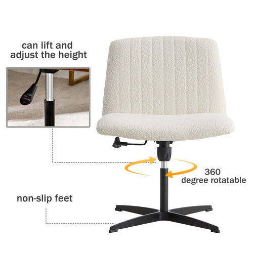 1st Choice Furniture Direct Office Chair 1st Choice Modern 360 °Swivel Velvet Office Chair in White Finish