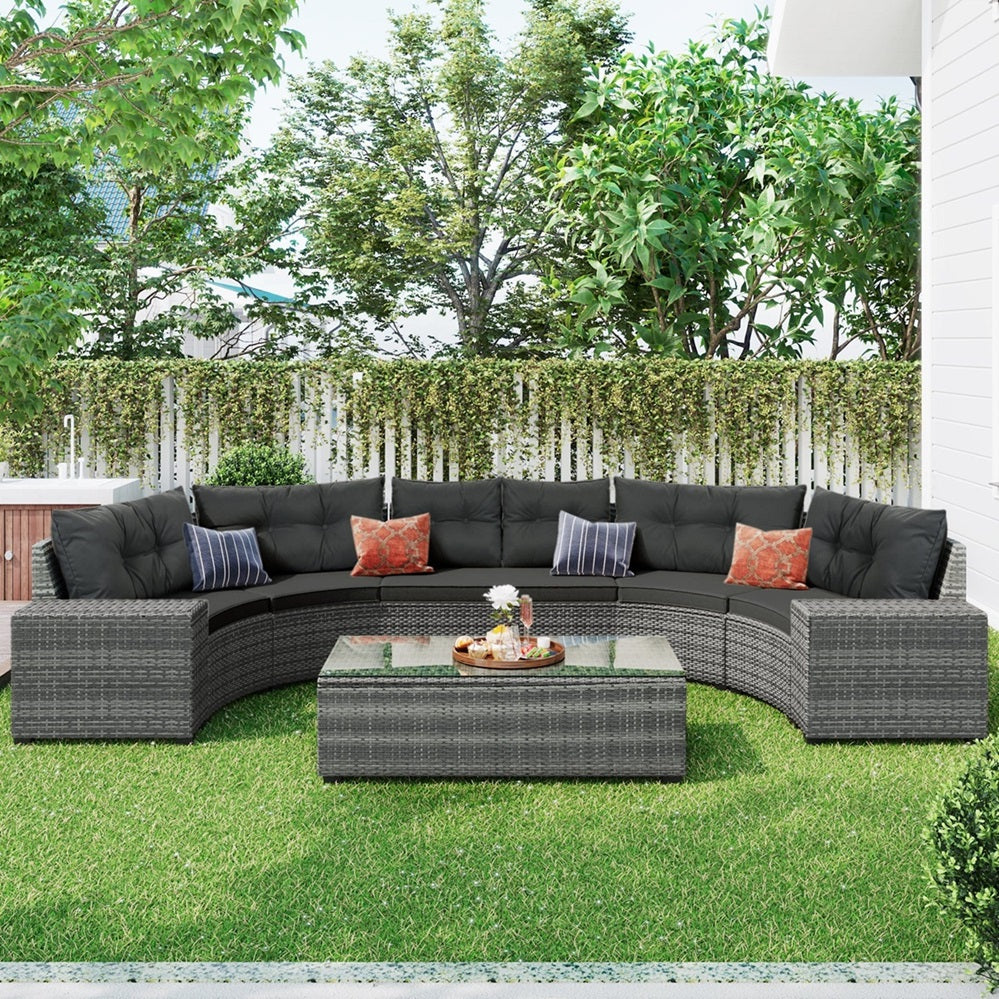 1st Choice Furniture Direct Outdoor Sofa 1sr Choice Curve Outdoor Wicker Sofa Set with Water-resistant Cushions