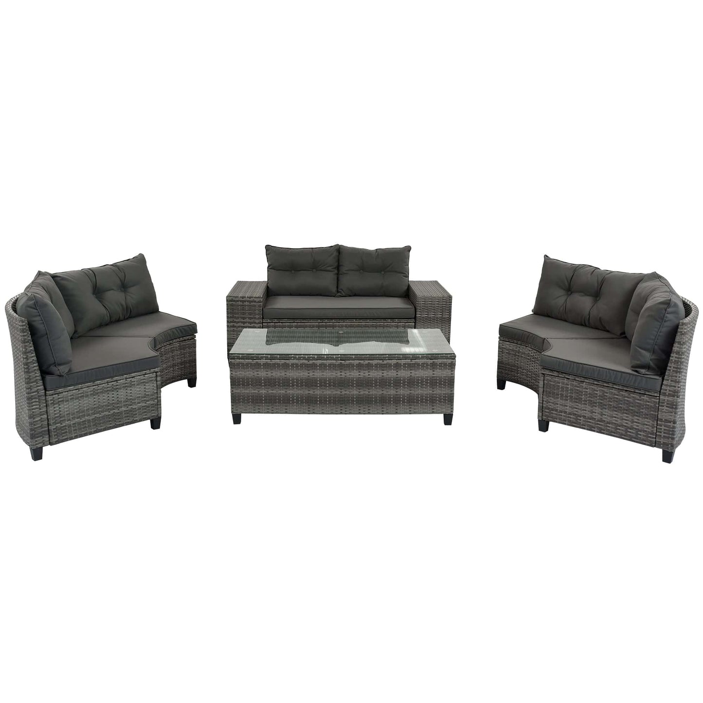 1st Choice Furniture Direct Outdoor Sofa 1sr Choice Curve Outdoor Wicker Sofa Set with Water-resistant Cushions