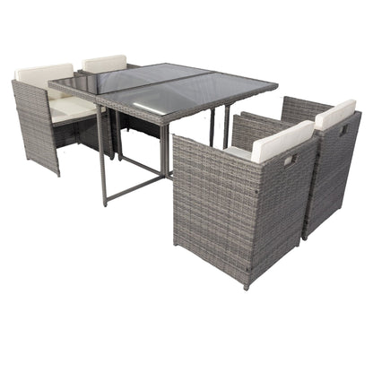 1st Choice Furniture Direct Patio Dining Set 1st Choice 5-Piece Patio Dining Set with Rattan Chairs and Glass Table