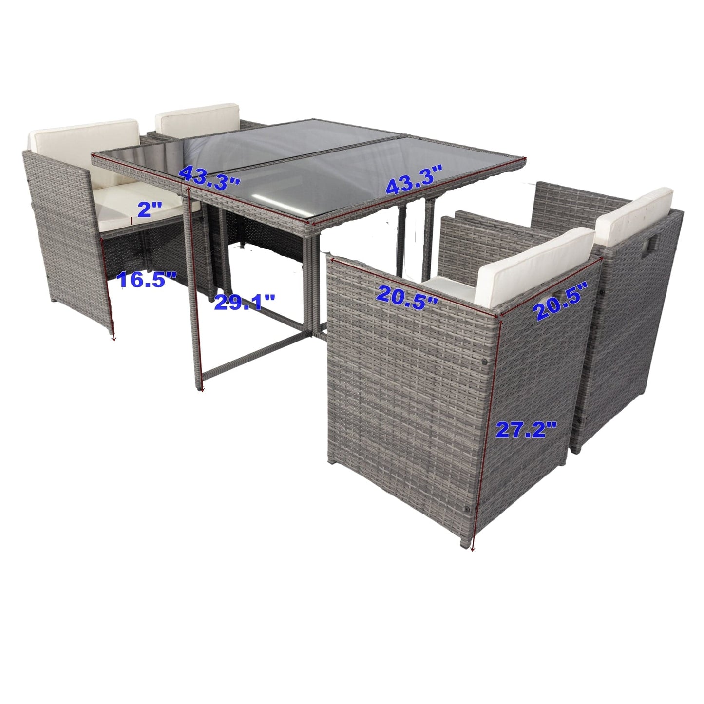 1st Choice Furniture Direct Patio Dining Set 1st Choice 5-Piece Patio Dining Set with Rattan Chairs and Glass Table