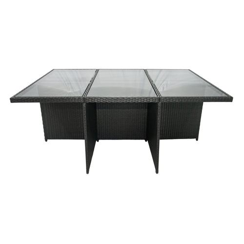 1st Choice Furniture Direct Patio Dining Set 1st Choice Black 11-Piece Outdoor Dining Furniture Set w/ Glass Table