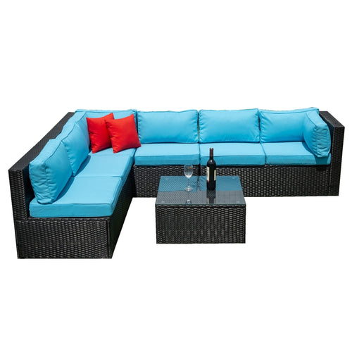 1st Choice Furniture Direct Patio Sectional & 2 Ottomans (2 Pillows) 1st Choice Patio 5 Pieces Outdoor Furniture Set with PE Rattan Cushion