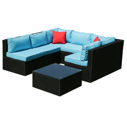 1st Choice Furniture Direct Patio Sectional & 2 Ottomans (2 Pillows) 1st Choice Patio 5 Pieces Outdoor Furniture Set with PE Rattan Cushion