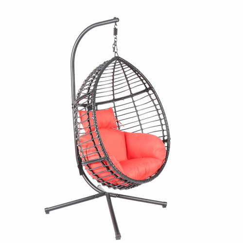 1st Choice Furniture Direct Patio Swing Chair 1st Chair Modern Patio Swing Egg Chair With a Stand in Red Finish