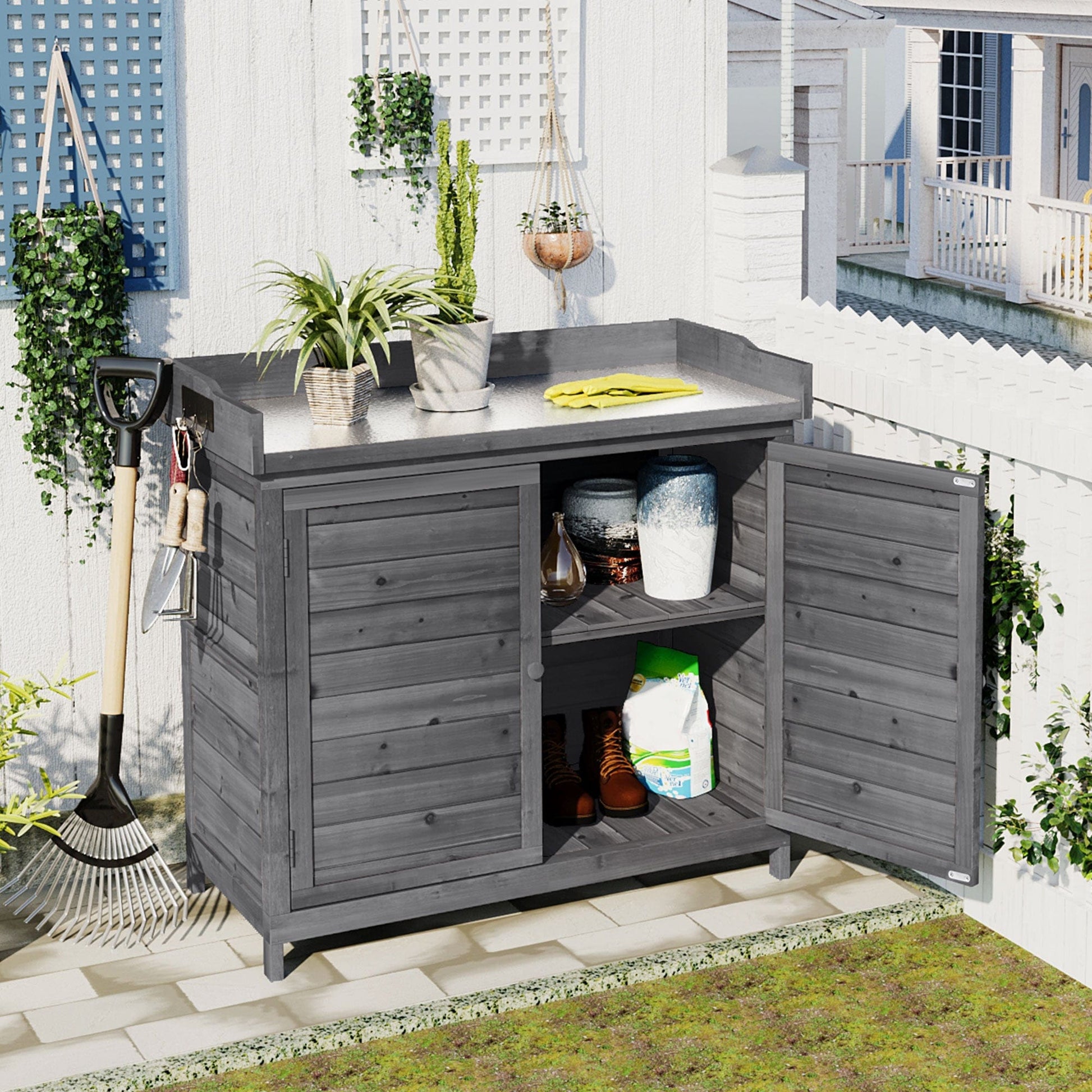 1st Choice Furniture Direct Potting Bench 1st Choice 39" Rustic Potting Bench - Wood Workstation with Storage