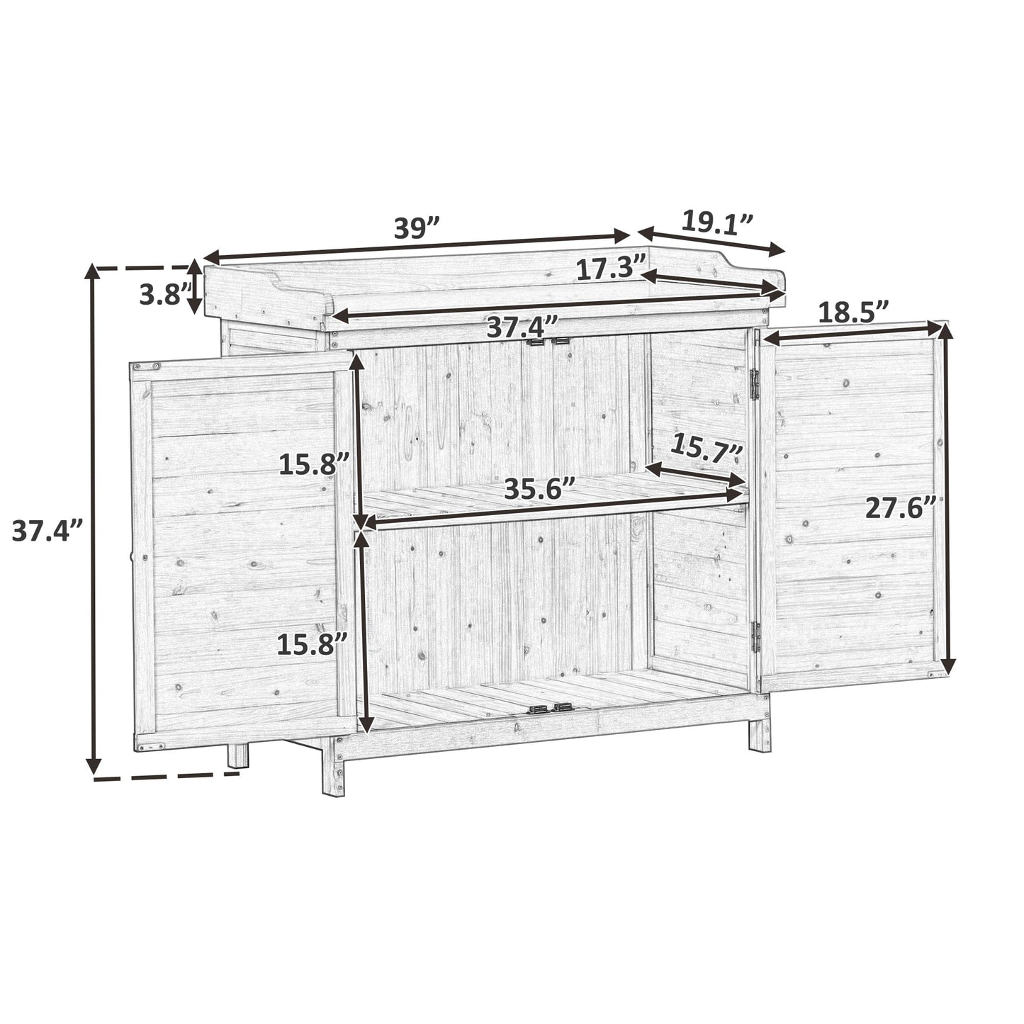 1st Choice Furniture Direct Potting Bench 1st Choice 39" Rustic Potting Bench - Wood Workstation with Storage