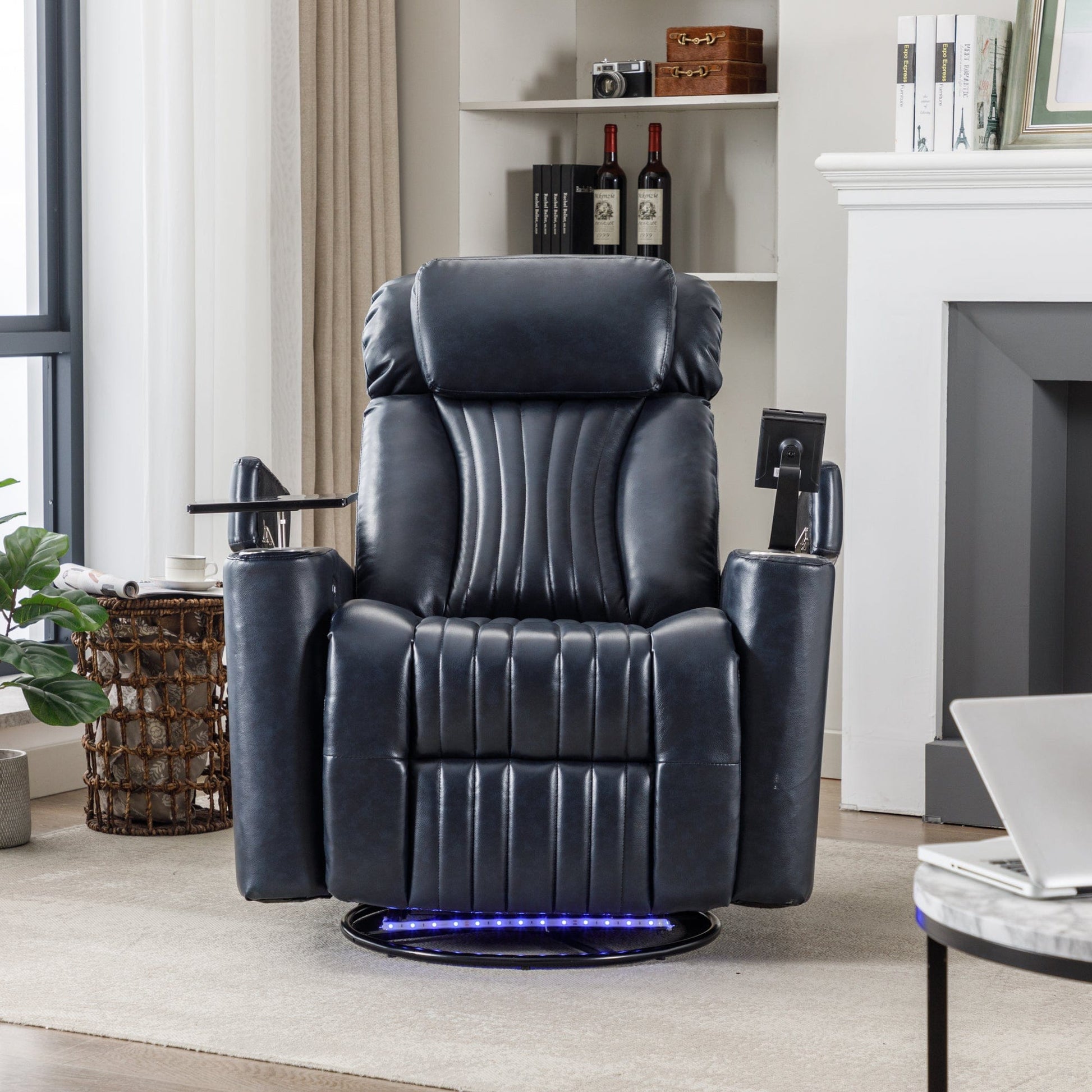 1st Choice Furniture Direct Power Motion Recliner 1st Choice 270° Power Swivel Rocker Recliner w/ Arm Storage & LED Light