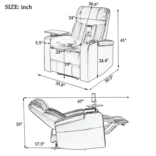 1st Choice Furniture Direct Power Motion Recliner 1st Choice Home Theater Motion Recliner with USB Port & Hidden Storage