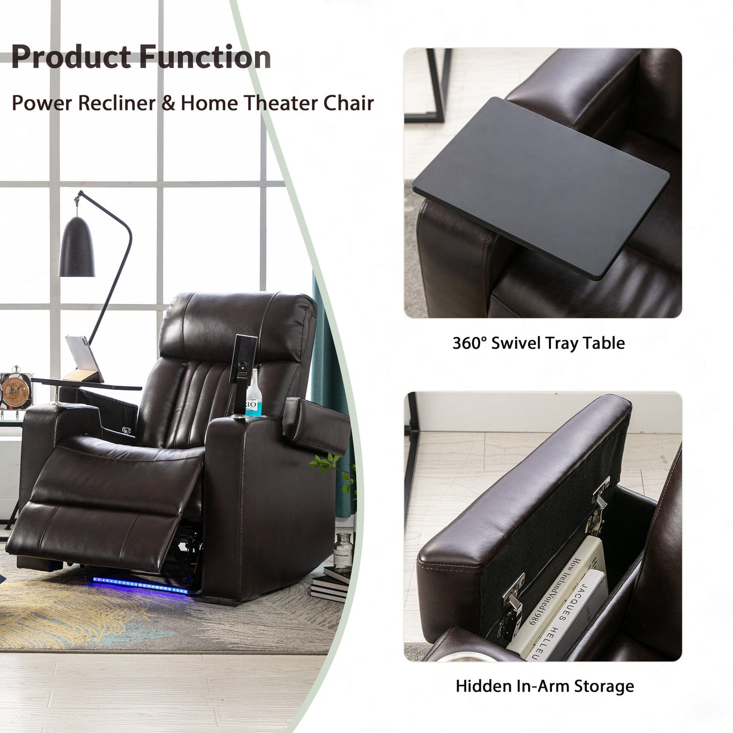 1st Choice Furniture Direct Power Motion Recliner 1st Choice Home Theater Motion Recliner with USB Port & Hidden Storage
