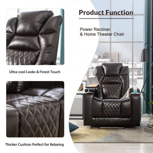 1st Choice Furniture Direct Power Motion Recliner 1st Choice Home Theater Recliner with 360° Tray and Cup Holders