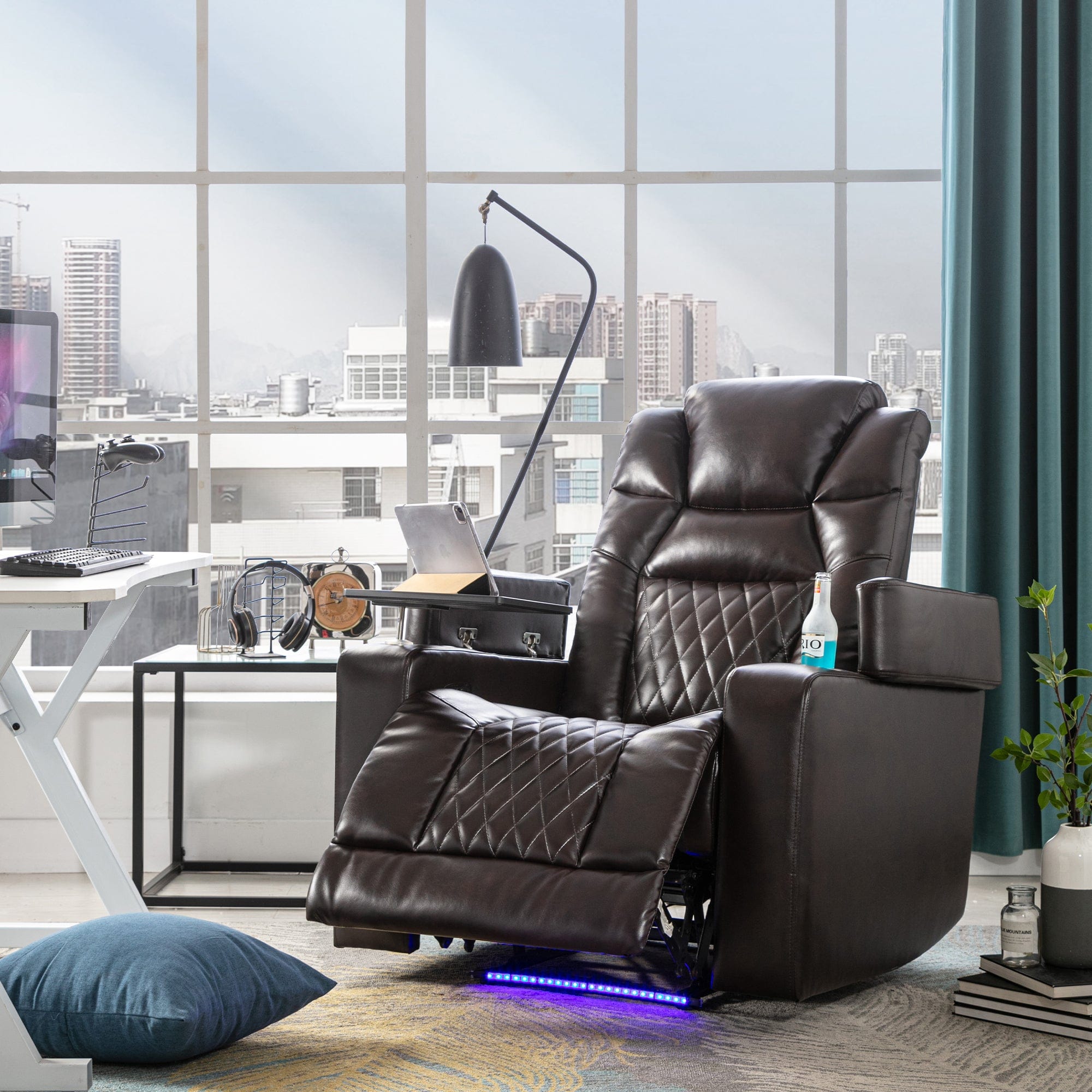 Home theater recliner store with cup holder