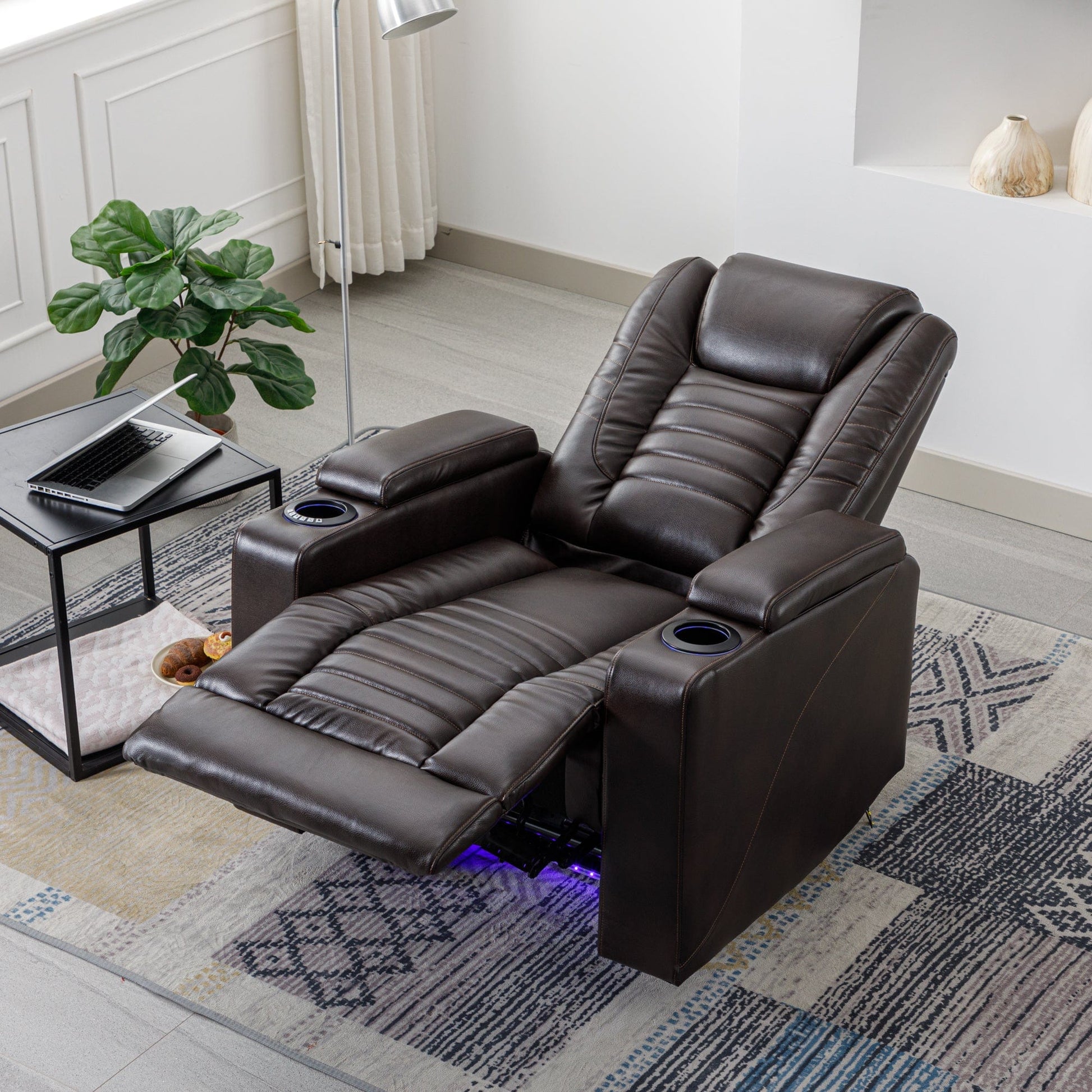 1st Choice Furniture Direct Power Motion Recliner 1st Choice Modern Power Motion Adjustable Recliner in Brown Finish