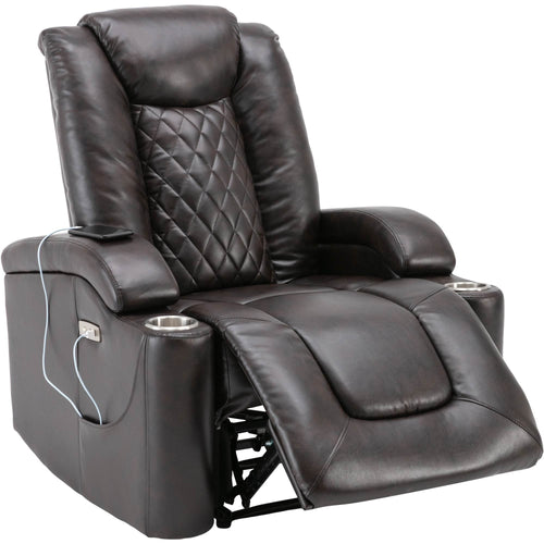 1st Choice Furniture Direct Power Motion Recliner 1st Choice Modern Power Motion Recliner with USB Port in Brown Finish