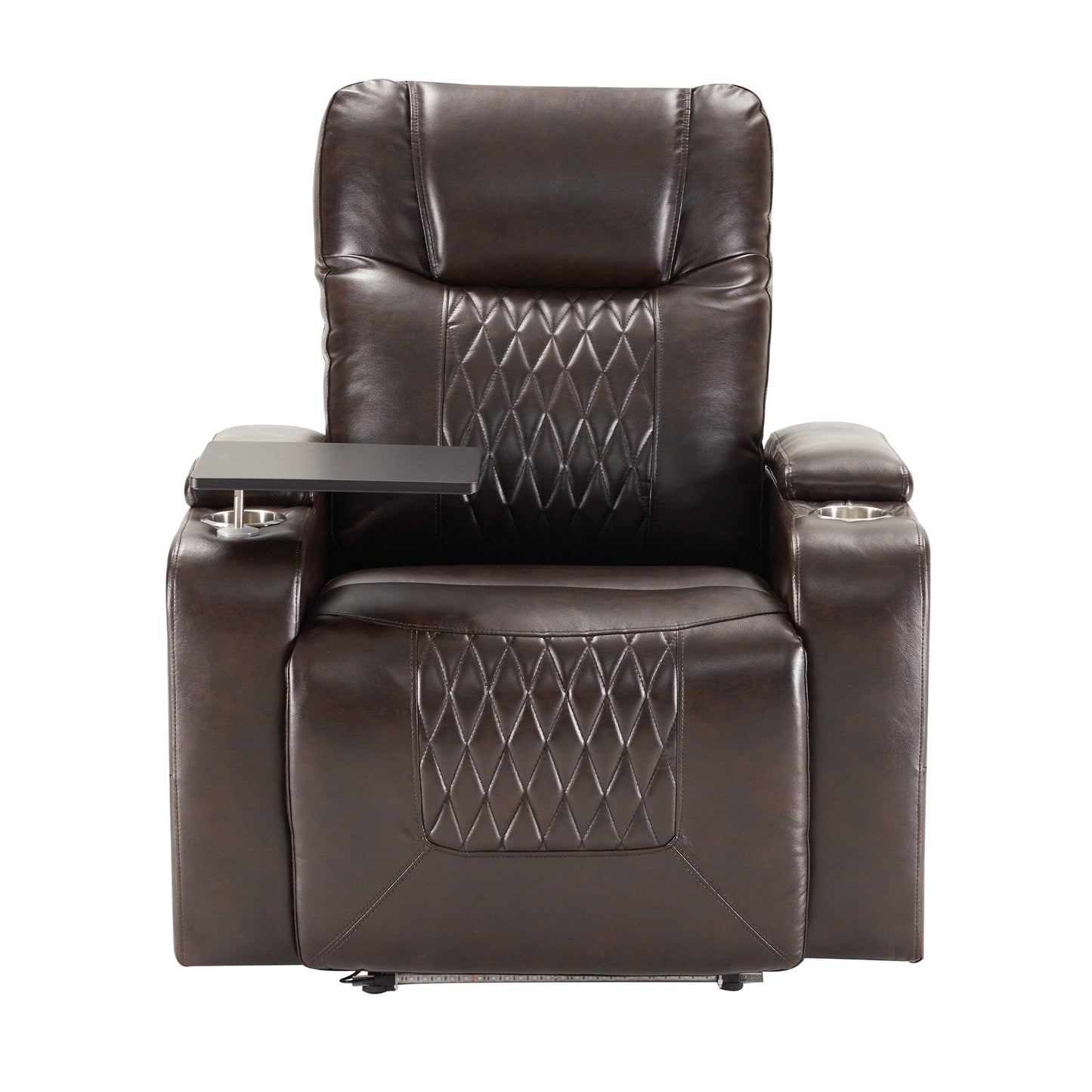 1st Choice Furniture Direct Power Motion Recliner 1st Choice Motion Recliner w/USB Port and Table Tray in Brown Finish