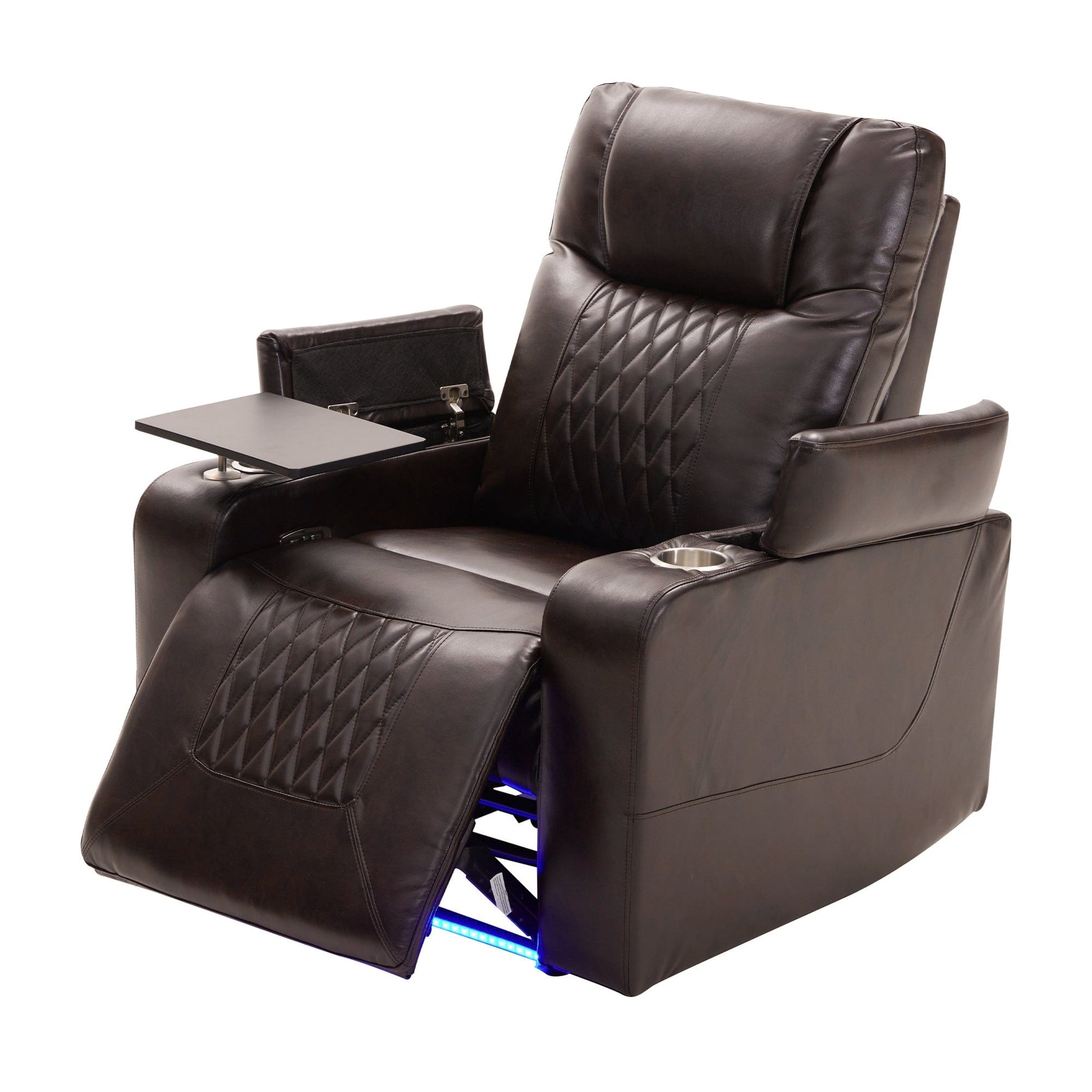 1st Choice Furniture Direct Power Motion Recliner 1st Choice Motion Recliner w/USB Port and Table Tray in Brown Finish