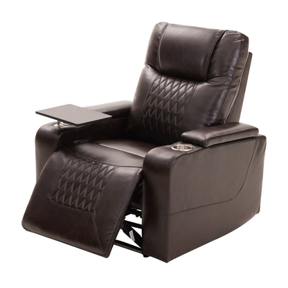 1st Choice Furniture Direct Power Motion Recliner 1st Choice Motion Recliner w/USB Port and Table Tray in Brown Finish