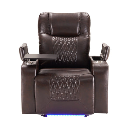 1st Choice Furniture Direct Power Motion Recliner 1st Choice Motion Recliner w/USB Port and Table Tray in Brown Finish