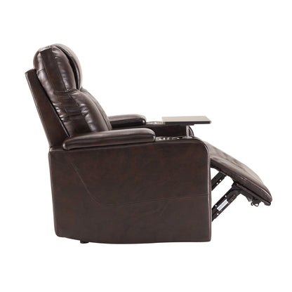 1st Choice Furniture Direct Power Motion Recliner 1st Choice Motion Recliner w/USB Port and Table Tray in Brown Finish