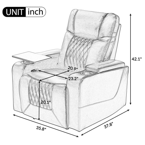 1st Choice Furniture Direct Power Motion Recliner 1st Choice Motion Recliner w/USB Port and Table Tray in Brown Finish