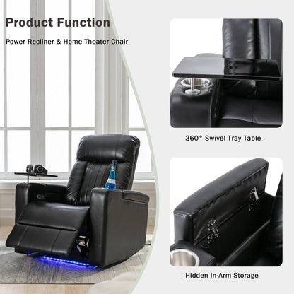 1st Choice Furniture Direct Power Motion Recliner 1st Choice Motion Recliner w/USB Port & Storage in Black Finish