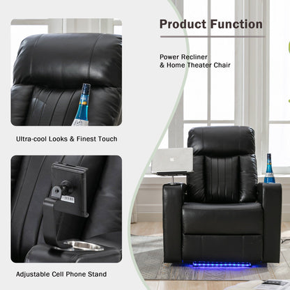 1st Choice Furniture Direct Power Motion Recliner 1st Choice Motion Recliner w/USB Port & Storage in Black Finish