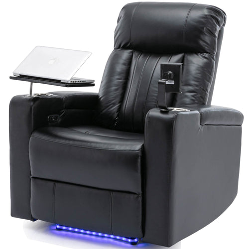 1st Choice Furniture Direct Power Motion Recliner 1st Choice Motion Recliner w/USB Port & Storage in Black Finish