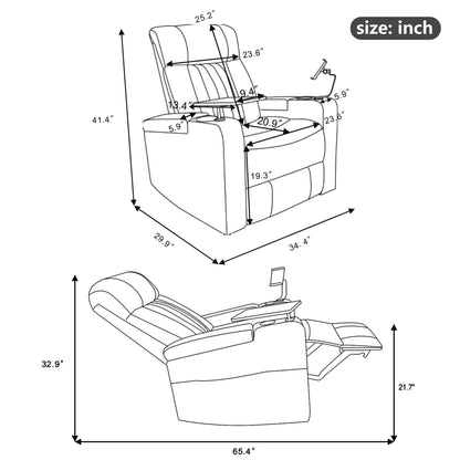 1st Choice Furniture Direct Power Motion Recliner 1st Choice Motion Recliner w/USB Port & Storage in Black Finish