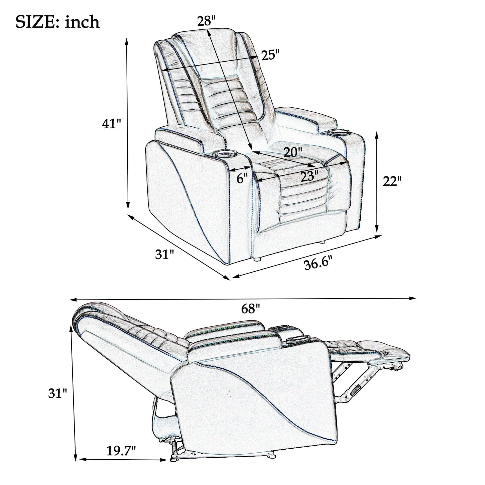 1st Choice Furniture Direct Power Motion Recliner 1st Choice Power Motion Recliner with Adjustable Head and Storage