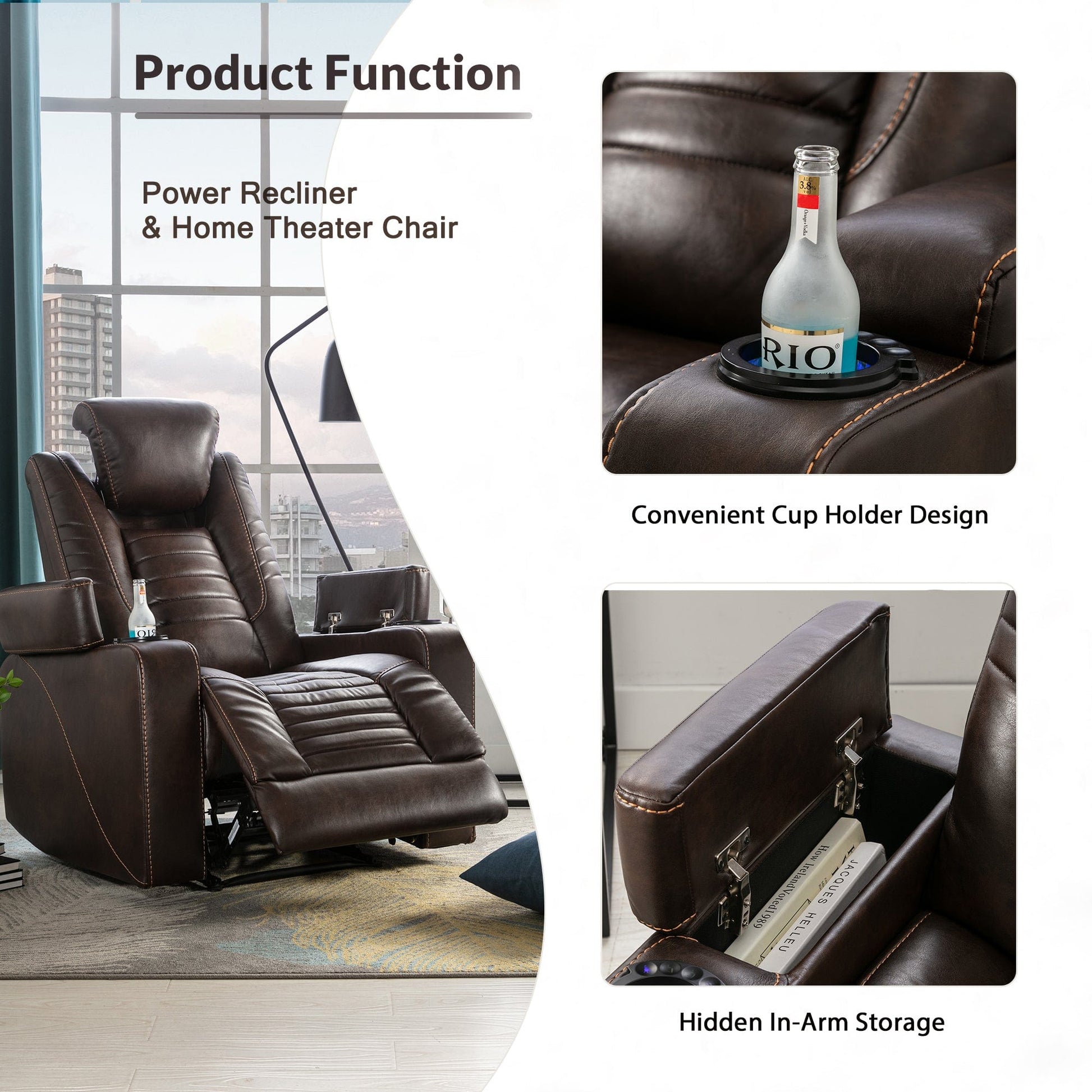 1st Choice Furniture Direct Power Motion Recliner 1st Choice Power Motion Recliner with Adjustable Head and Storage