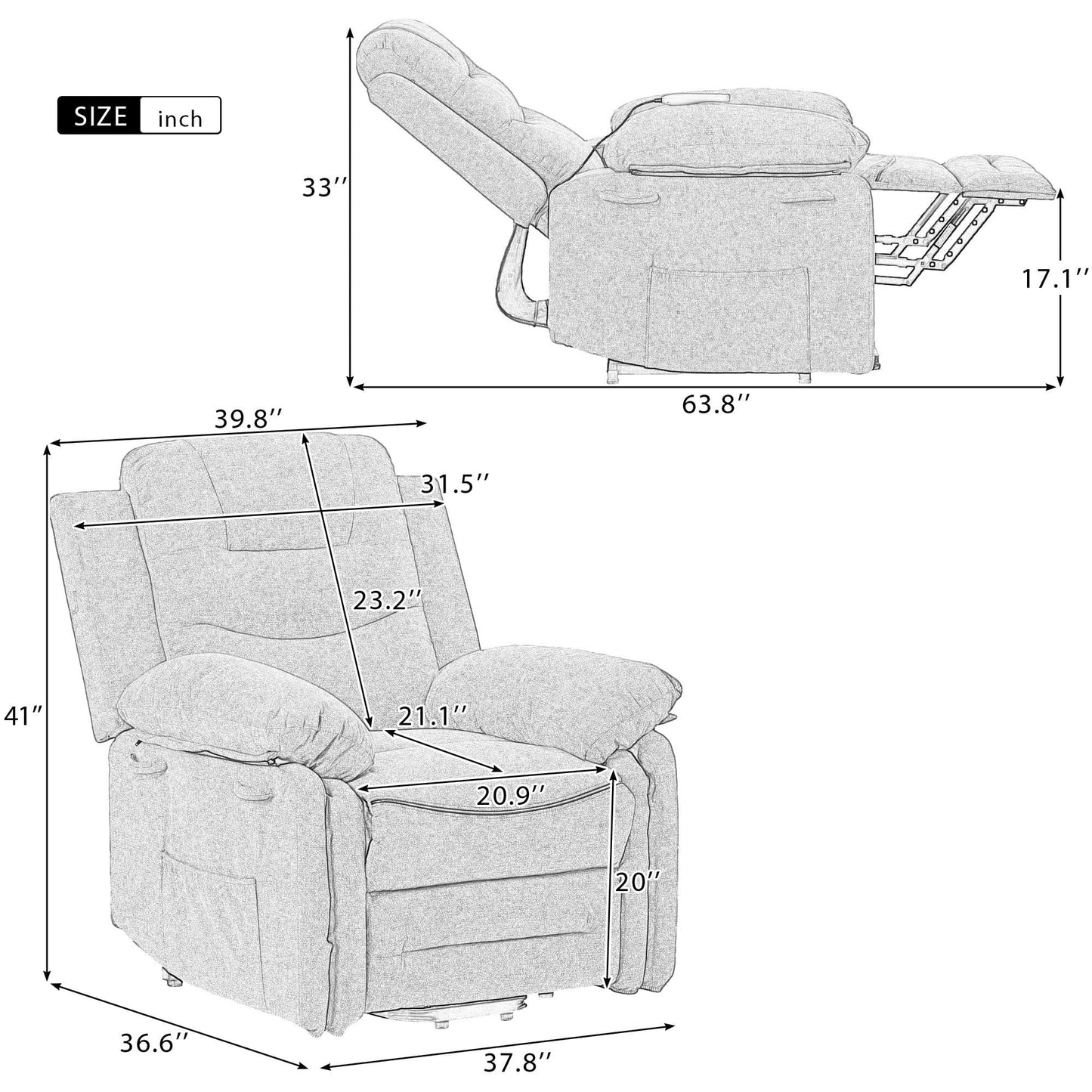 1st Choice Furniture Direct Power Motion Recliner 1st Choice Power Recliner Lift Chair for Living Room in Beige Finish