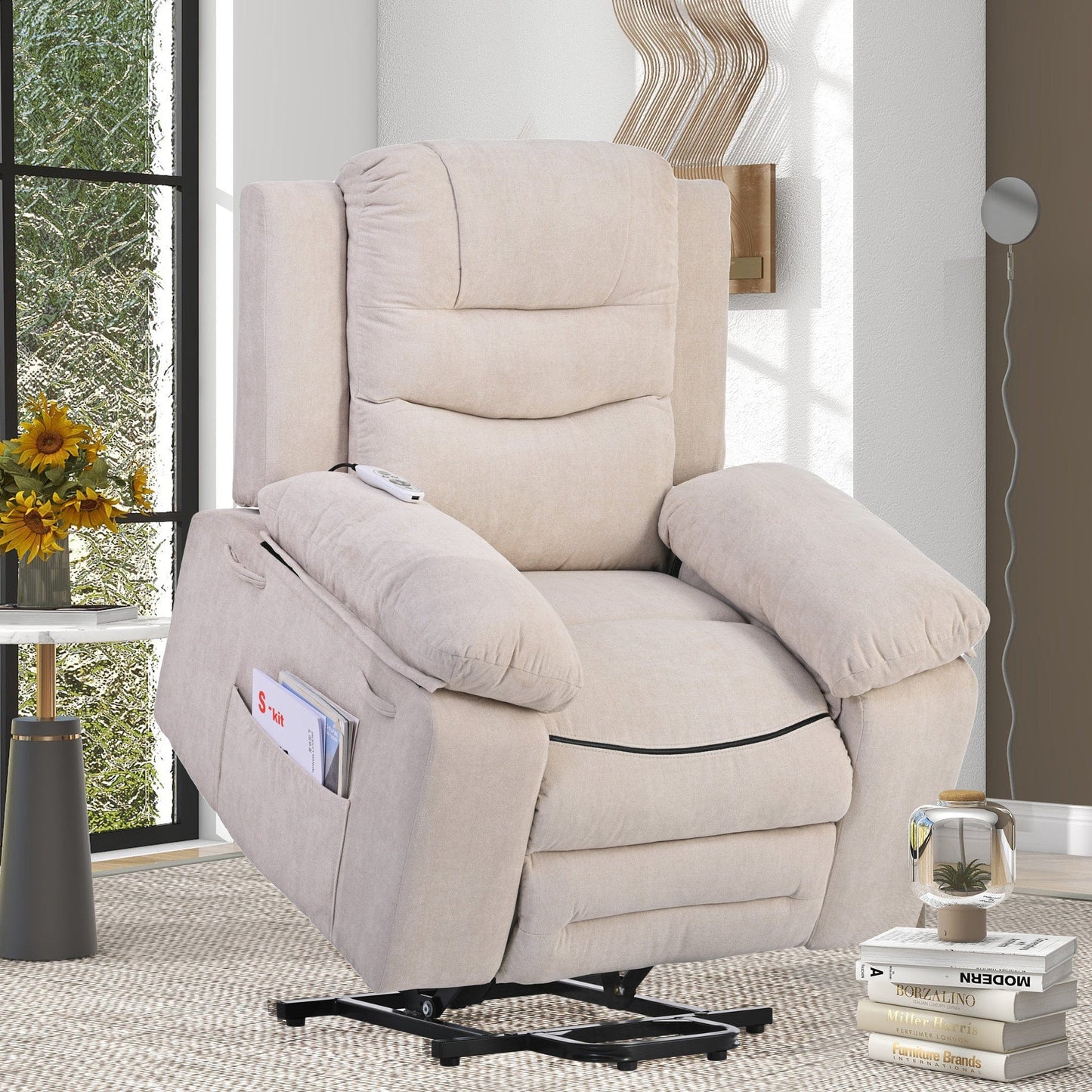 1st Choice Furniture Direct Power Motion Recliner 1st Choice Power Recliner Lift Chair for Living Room in Beige Finish