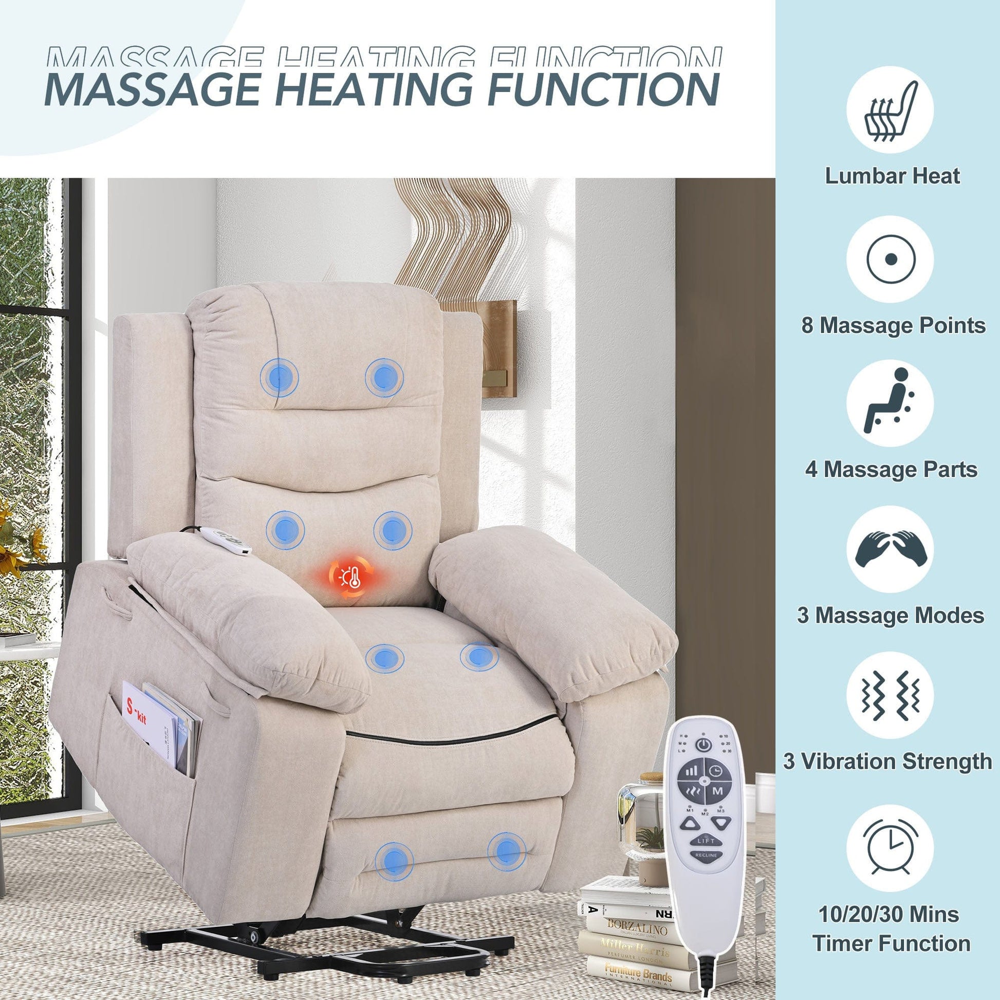 1st Choice Furniture Direct Power Motion Recliner 1st Choice Power Recliner Lift Chair for Living Room in Beige Finish