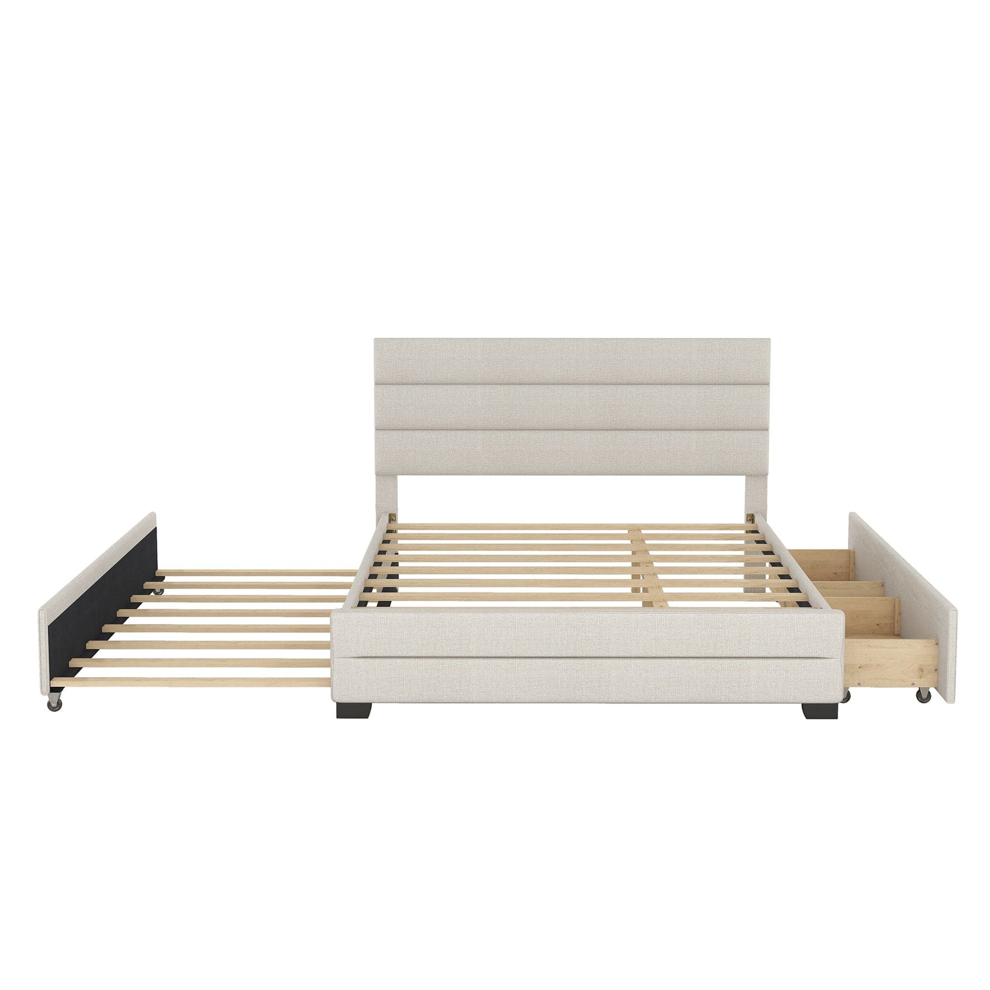 1st Choice Furniture Direct Queen Bed 1st Choice Beige Queen Platform Bed with Trundle and 2 Drawers
