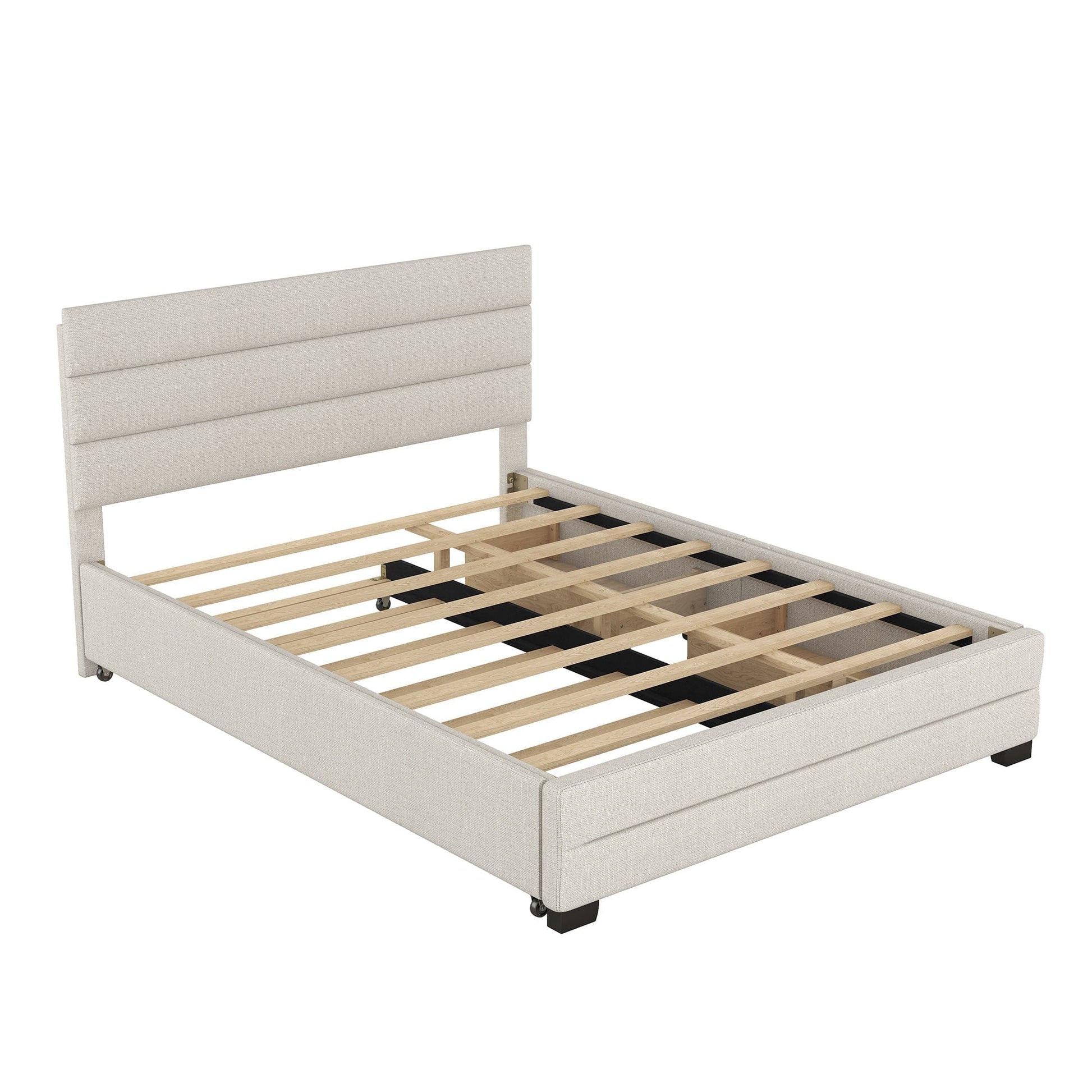 1st Choice Furniture Direct Queen Bed 1st Choice Beige Queen Platform Bed with Trundle and 2 Drawers