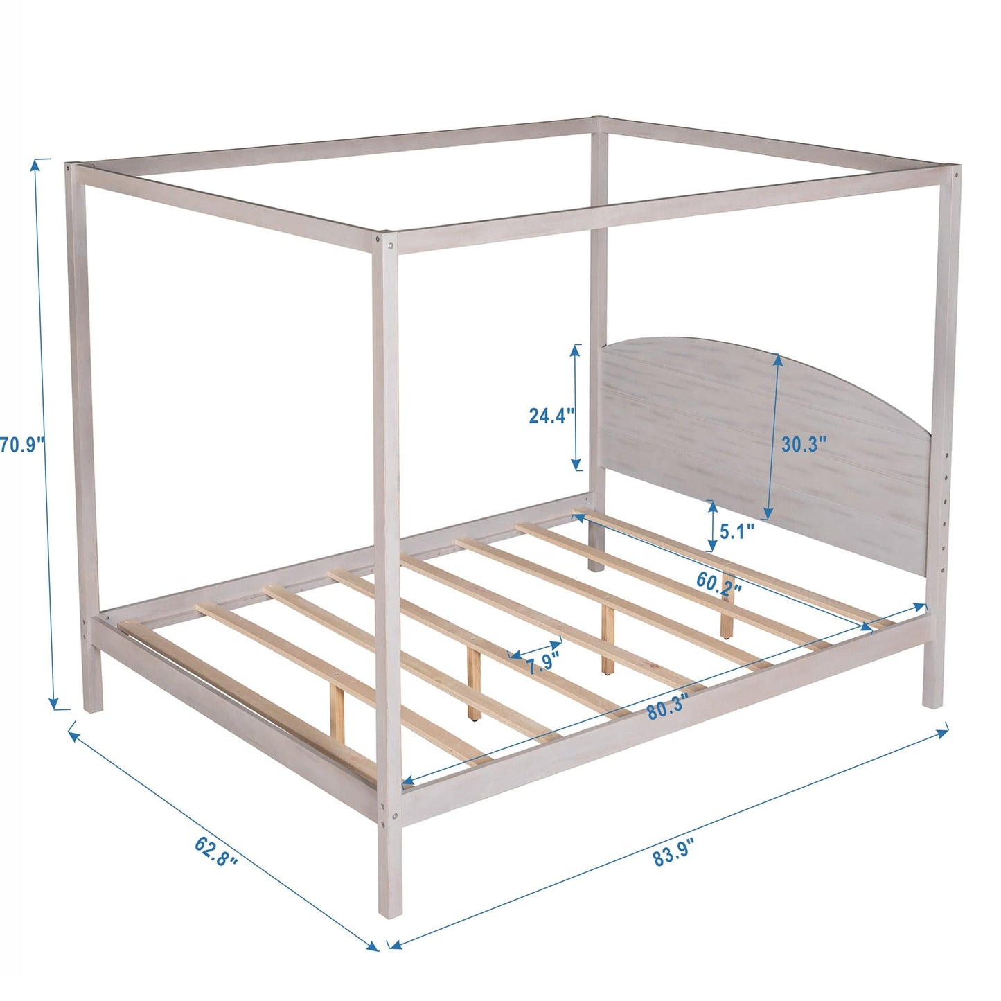1st Choice Furniture Direct Queen Bed 1st Choice Grey Wash Queen Size Canopy Platform Bed with Headboard