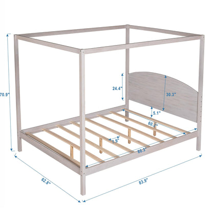 1st Choice Furniture Direct Queen Bed 1st Choice Grey Wash Queen Size Canopy Platform Bed with Headboard