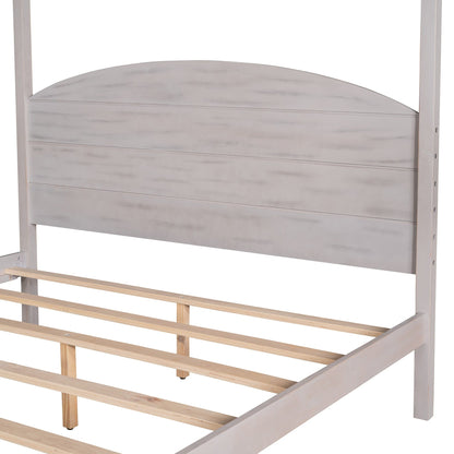1st Choice Furniture Direct Queen Bed 1st Choice Grey Wash Queen Size Canopy Platform Bed with Headboard
