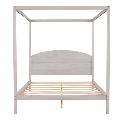1st Choice Furniture Direct Queen Bed 1st Choice Grey Wash Queen Size Canopy Platform Bed with Headboard