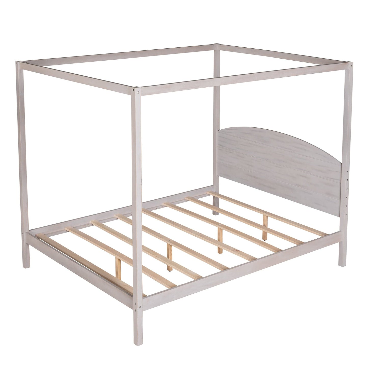 1st Choice Furniture Direct Queen Bed 1st Choice Grey Wash Queen Size Canopy Platform Bed with Headboard