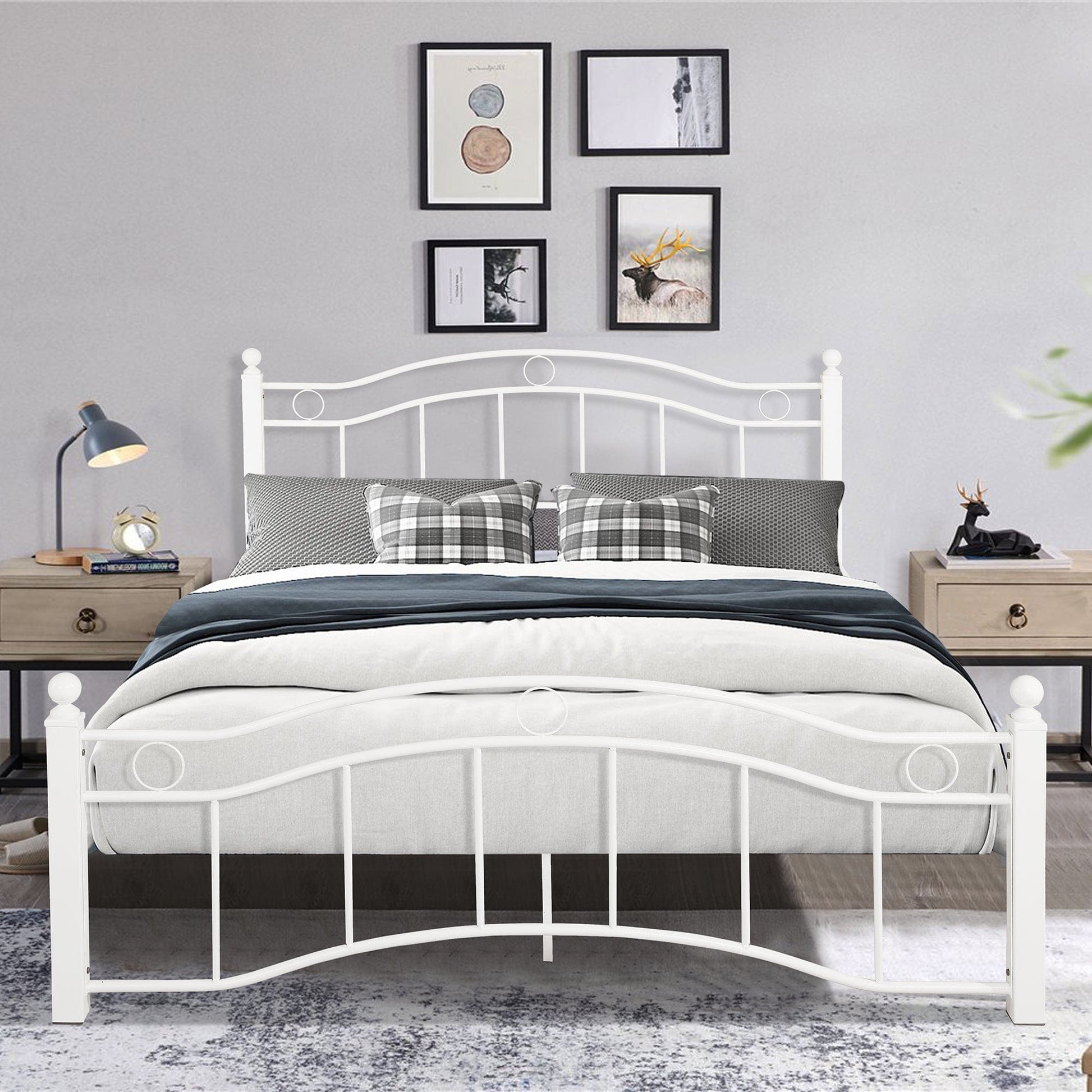 1st Choice Furniture Direct Queen Bed 1st Choice Stylish White Metal Bed Frame for Queen Size Mattress
