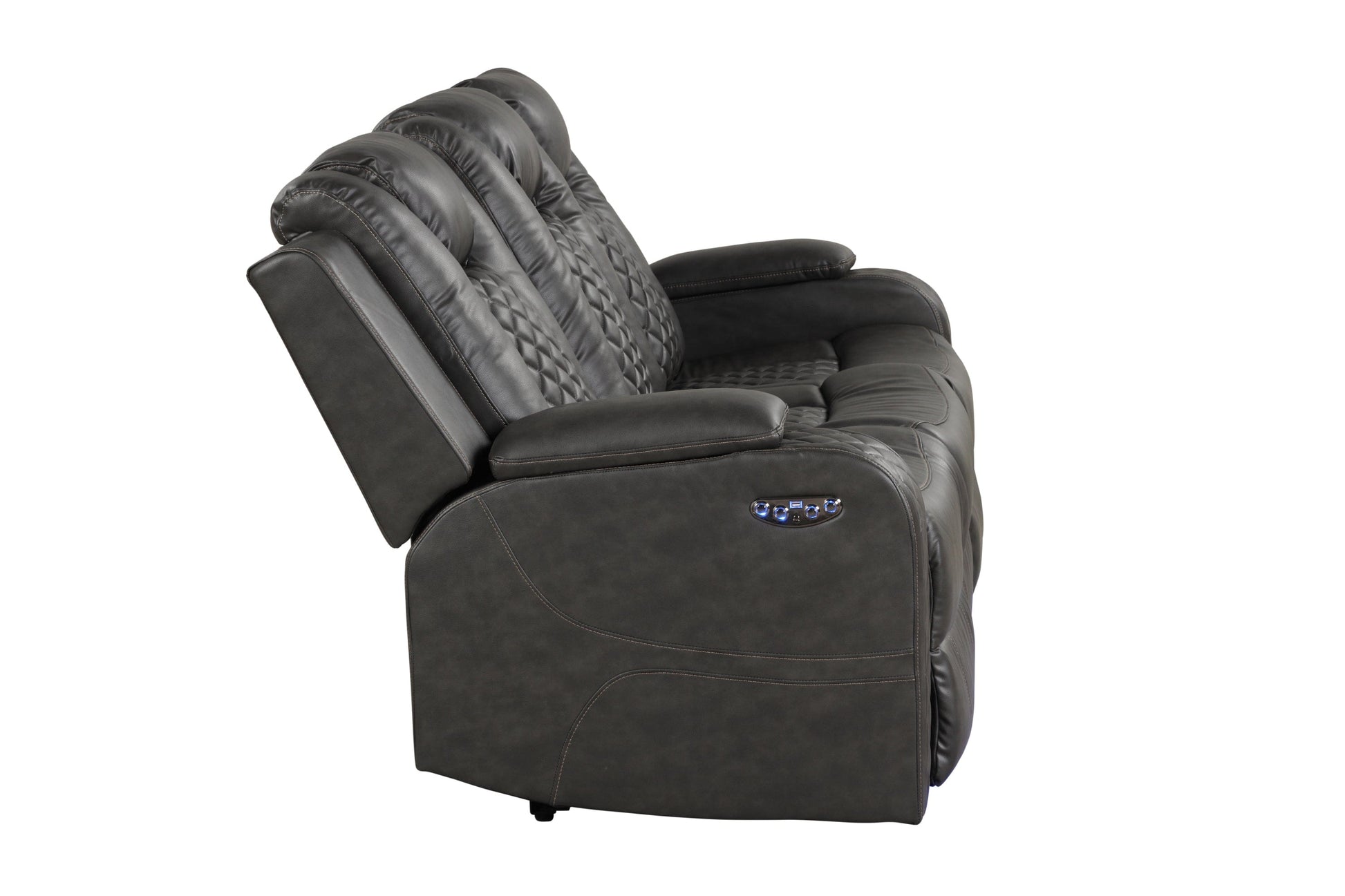 1st Choice Furniture Direct Recliner 1st Choice Gray Faux Leather Power Recliner Set with Benz LED