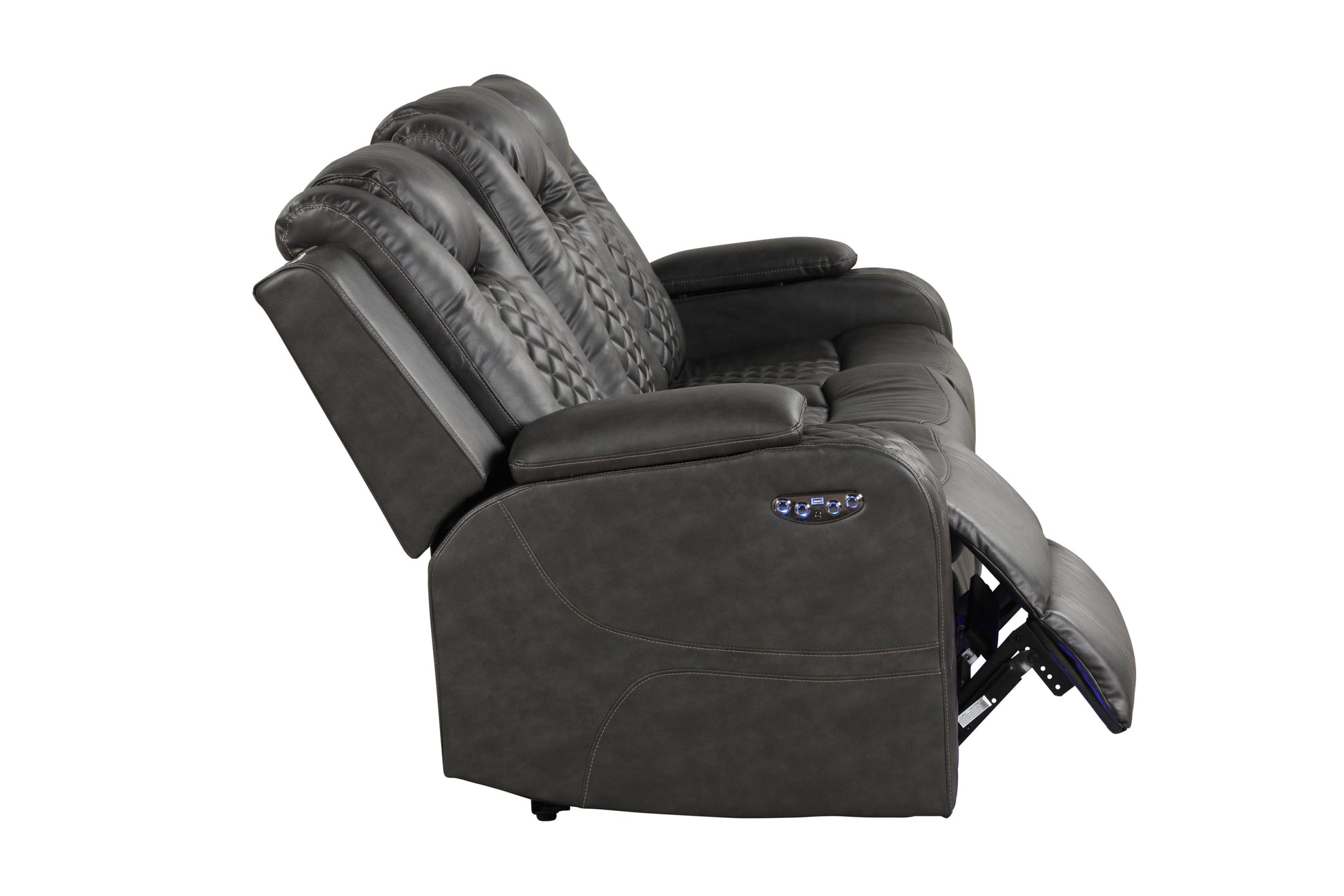 1st Choice Furniture Direct Recliner 1st Choice Gray Faux Leather Power Recliner Set with Benz LED