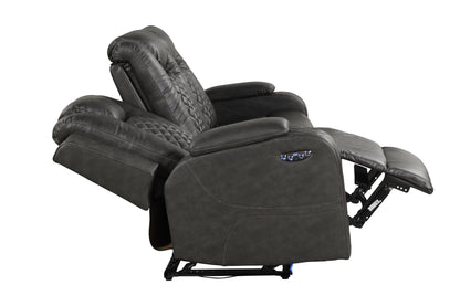 1st Choice Furniture Direct Recliner 1st Choice Gray Faux Leather Power Recliner Set with Benz LED