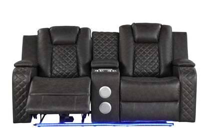 1st Choice Furniture Direct Recliner 1st Choice Gray Faux Leather Power Recliner Set with Benz LED