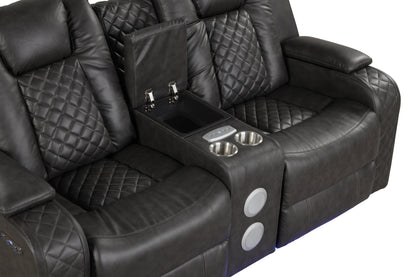 1st Choice Furniture Direct Recliner 1st Choice Gray Faux Leather Power Recliner Set with Benz LED