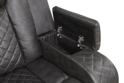 1st Choice Furniture Direct Recliner 1st Choice Gray Faux Leather Power Recliner Set with Benz LED