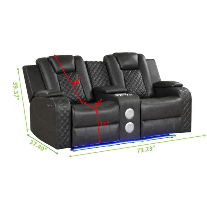 1st Choice Furniture Direct Recliner 1st Choice Gray Faux Leather Power Recliner Set with Benz LED